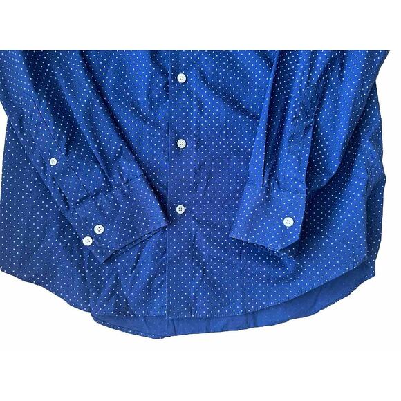 Bonobos Slim Fit 16x32 Long Sleeve Button Down Dress Shirt Blue With Dots - Picture 5 of 6